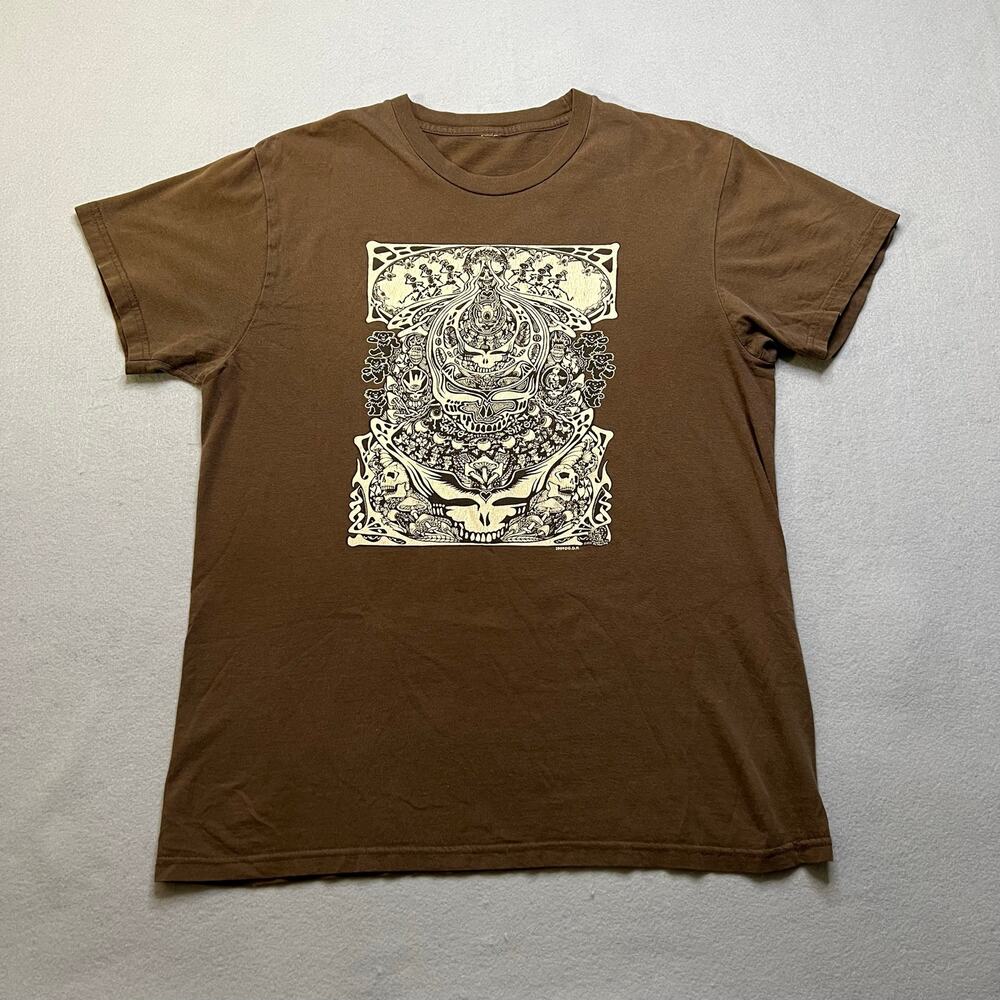 Grateful Dead GDP Skull Graphic T-Shirt Mens Brown 2009 Psychedelic Art Tee